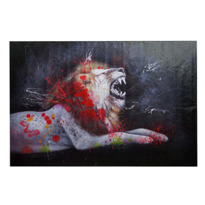 Handgemaltes Löwe Ölgemälde auf Leinwand 120x180cm XL Wandbild