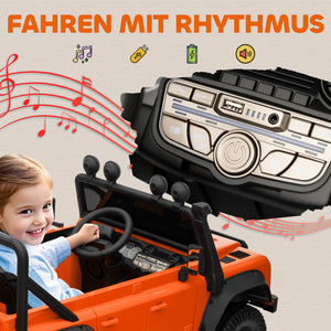 Kinder Elektroauto OFFROAD 12V mit Fernbedienung Musik und LED orange