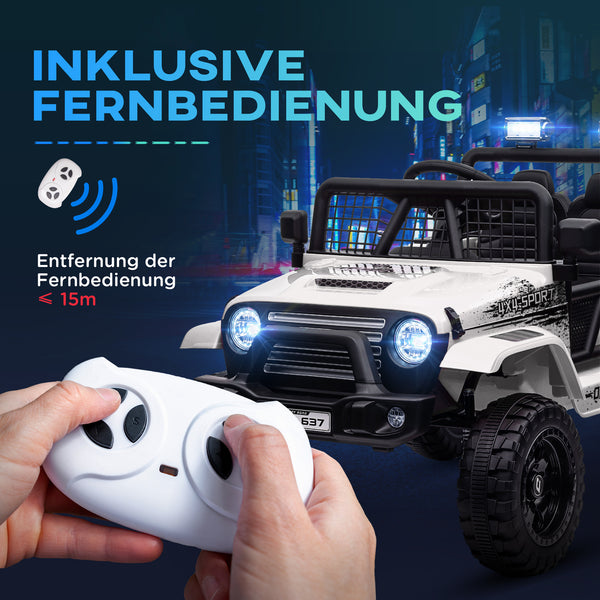 Kinder Elektroauto OFFROAD 12V mit Fernbedienung LED und Federung weiss