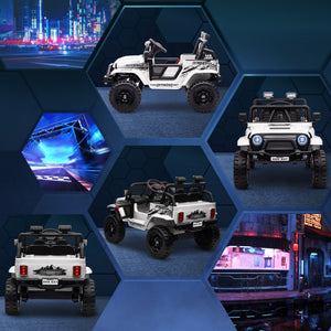 Kinder Elektroauto OFFROAD 12V mit Fernbedienung LED und Federung weiss