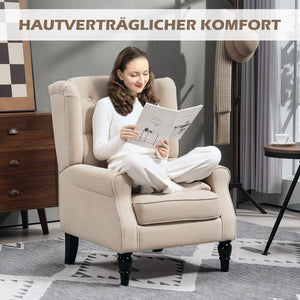 Ohrensessel bequem mit abnehmbarem Bezug beige