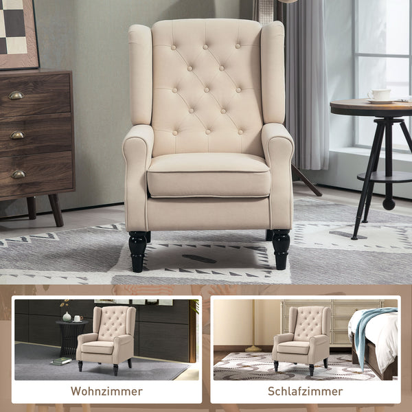 Ohrensessel bequem mit abnehmbarem Bezug beige
