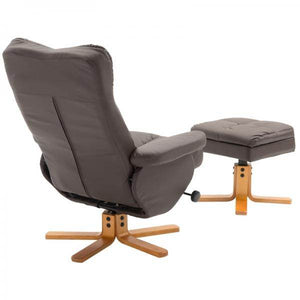 Relaxsessel mit Hocker und Stauraum Fernsehsessel mit Liegefunktion 360° drehbarer Braun