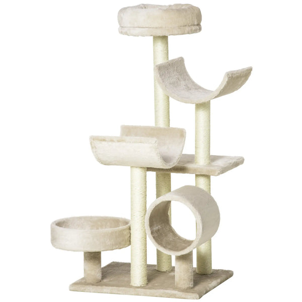 Kratzbaum Katzenbaum Kletterbaum Spielzeug Tunnel Beige L50 x B40 x H105 cm