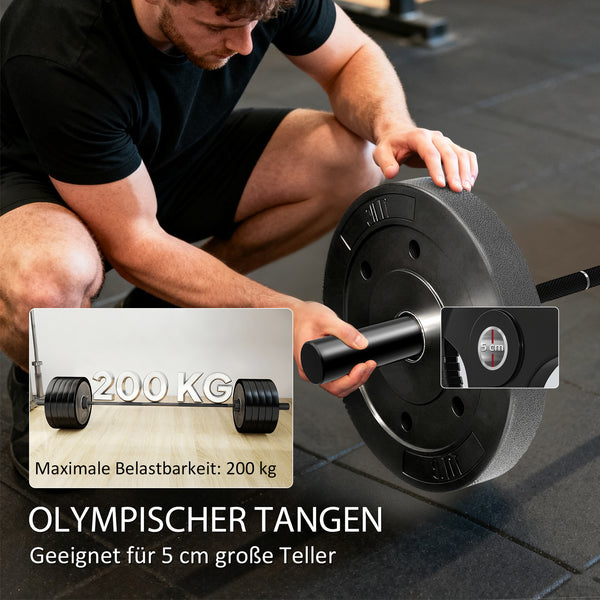 Hantelstange Olympiastange 180cm 200kg Stahl schwarz