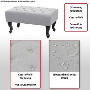 Ottomane Chesterfield Sitzhocker Fussablage wasserabweisend 39x77x47cm hellrosa