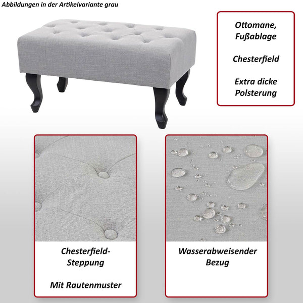 Ottomane Chesterfield Sitzhocker Fussablage wasserabweisend 39x77x47cm hellrosa