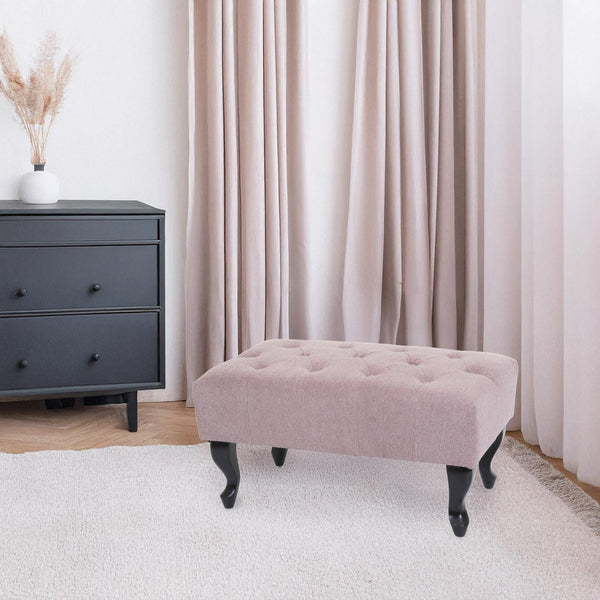 Ottomane Chesterfield Sitzhocker Fussablage wasserabweisend 39x77x47cm hellrosa