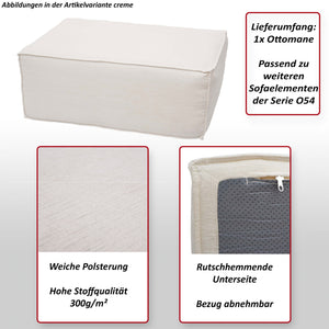 Ottomane Fussablage Recamiere Chaiselongue Stoff 38x97x70cm creme