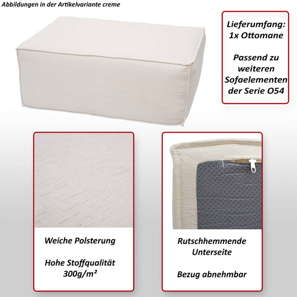 Ottomane Fussablage Recamiere Chaiselongue Stoff 38x97x70cm creme