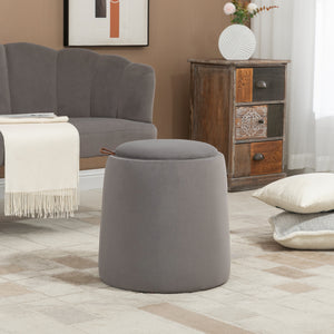 Ottomane mit Stauraum 2-in-1 Design Samtoptik Dunkelgrau