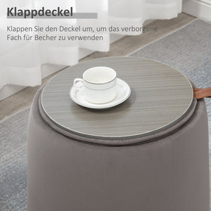 Ottomane mit Stauraum 2-in-1 Design Samtoptik Dunkelgrau
