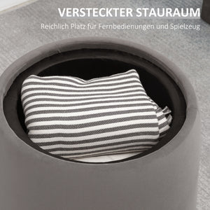 Ottomane mit Stauraum 2-in-1 Design Samtoptik Dunkelgrau