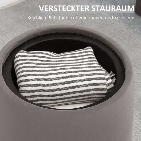 Ottomane mit Stauraum 2-in-1 Design Samtoptik Dunkelgrau