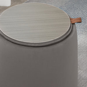Ottomane mit Stauraum 2-in-1 Design Samtoptik Dunkelgrau