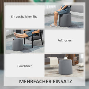 Ottomane mit Stauraum rund 2-in-1 Grau