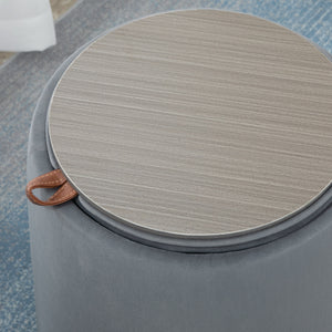 Ottomane mit Stauraum rund 2-in-1 Grau