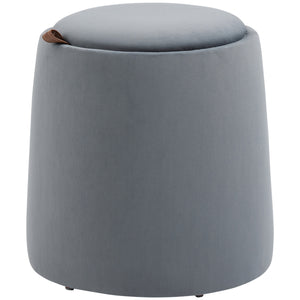 Ottomane mit Stauraum rund 2-in-1 Grau