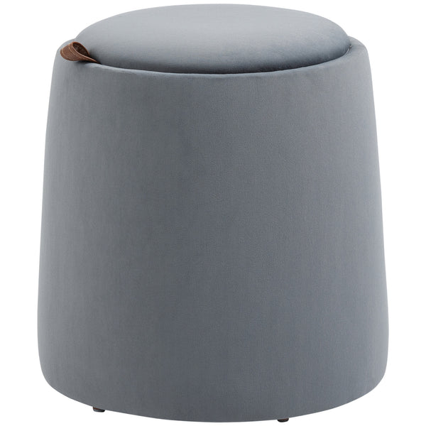 Ottomane mit Stauraum rund 2-in-1 Grau