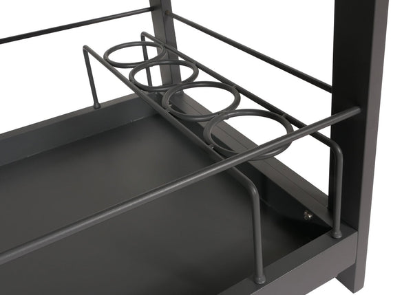 3-tlg. Aluminium Outdoor-Küche Garten mit Servierwagen Eiskübel Schrank anthrazit Holzoptik