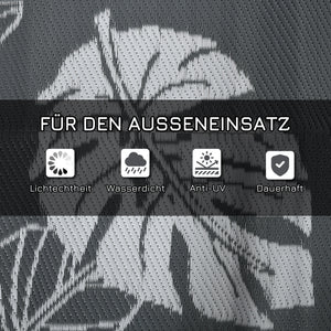 Outdoor Teppich wetterfest Blattmuster 182x274cm grau weiss