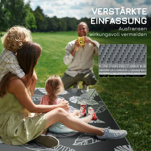 Outdoor Teppich wetterfest Blattmuster 182x274cm grau weiss