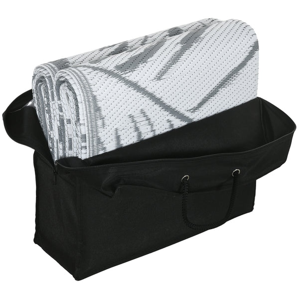 Outdoor Teppich wetterfest Blattmuster 182x274cm grau weiss