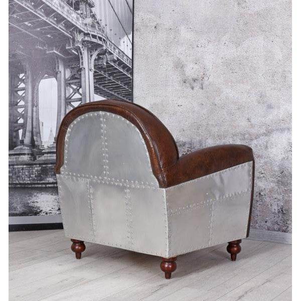 LEDERSESSEL ART DECO ALUMINIUM CLUBSESSEL FLUGZEUG ARMLEHNSESSEL