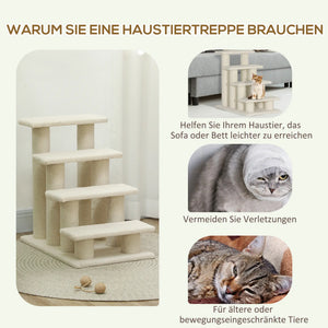 Tiertreppe Katzentreppe Hundetreppe 4 Stufen Beige