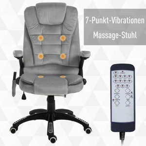 Bürostuhl mit Massagefunktion, höhenverstellbarer Chefsessel, ergonomischer Drehstuhl, PU-Räder, Grau