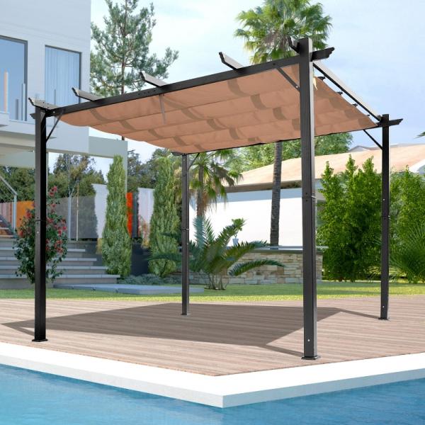 Pavillon Pergola mit einstellbarem Stoffdach 300 cm x 400 cm x 223 cm