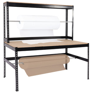 Packstation Packtisch Arbeitstisch Rollenhalter höhenverstellbar 183x183x90cm schwarz