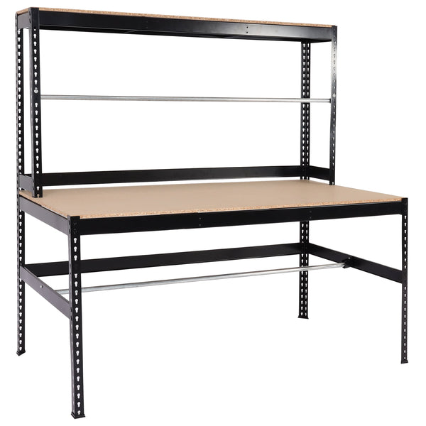 Packstation Packtisch Arbeitstisch Rollenhalter höhenverstellbar 183x183x90cm schwarz