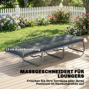 Palettenkissen Sitzkissen abnehmbar mit Bändern 198x65 dunkelgrau