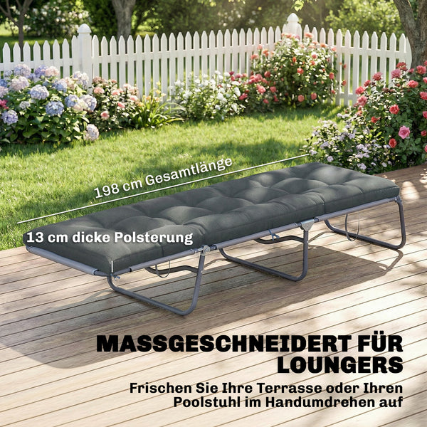 Palettenkissen Sitzkissen abnehmbar mit Bändern 198x65 dunkelgrau