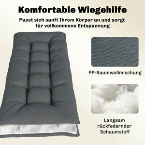 Palettenkissen Sitzkissen abnehmbar mit Bändern 198x65 dunkelgrau