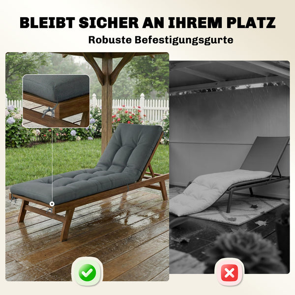 Palettenkissen Sitzkissen abnehmbar mit Bändern 198x65 dunkelgrau