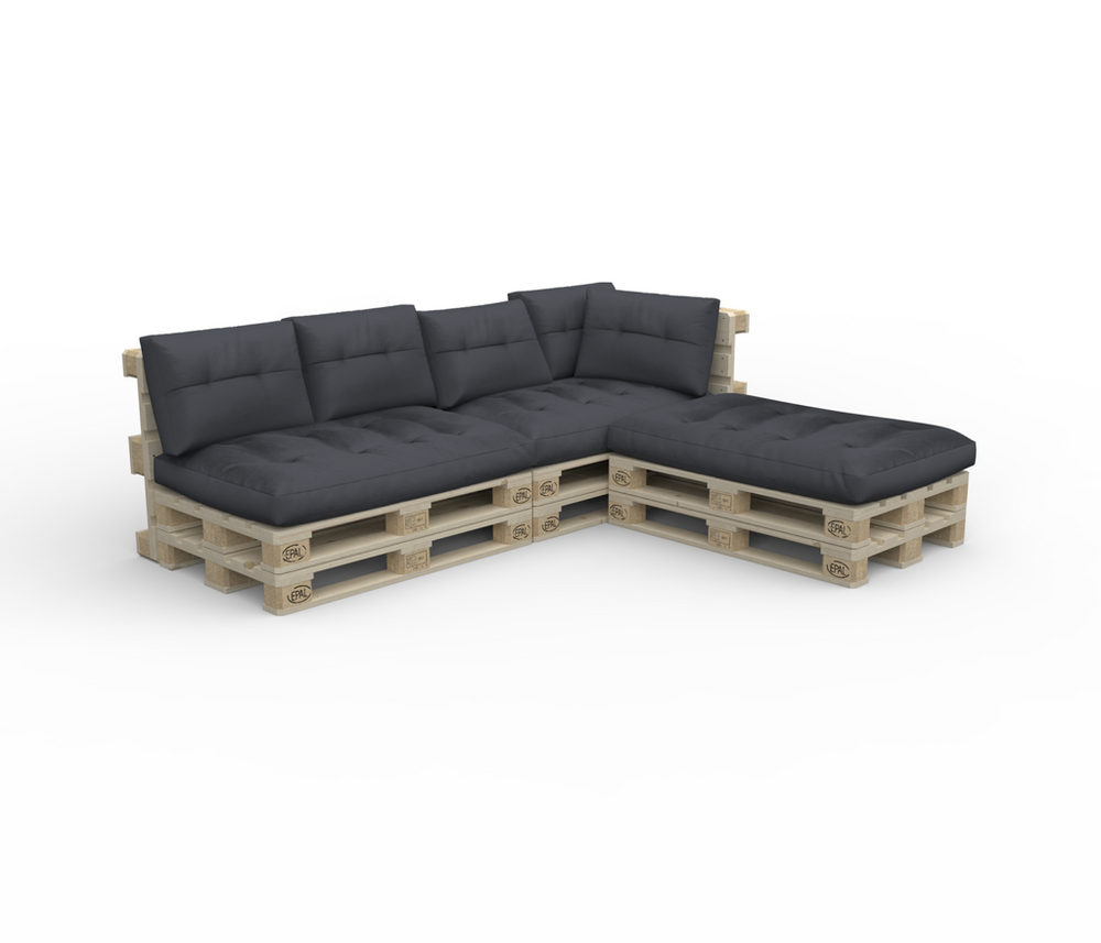 Divano in pallet TENERO con cuscini antracite