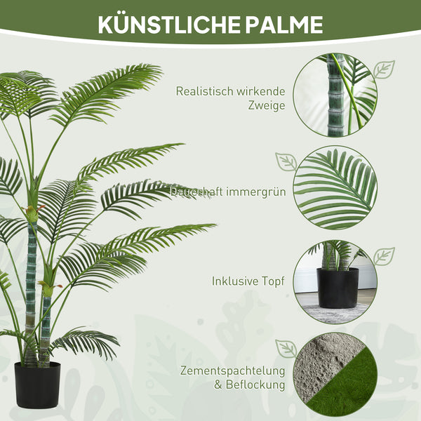 Palme künstlich UV-beständig mit Topf für innen und aussen grün