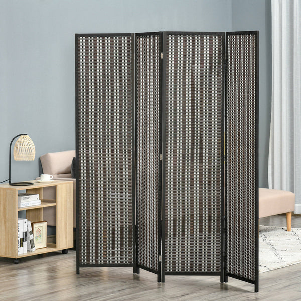Paravent Raumteiler faltbar 180x180cm aus Holz braun schwarz