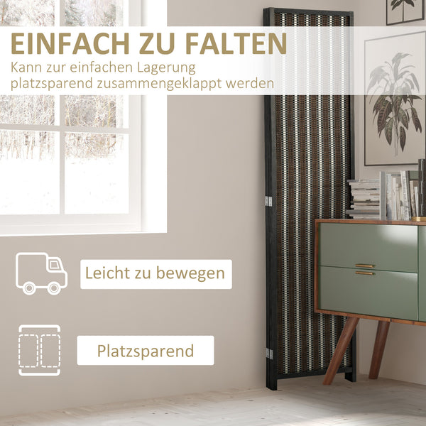 Paravent Raumteiler faltbar 180x180cm aus Holz braun schwarz