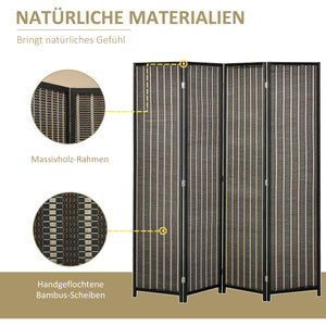 Paravent Raumteiler faltbar 180x180cm aus Holz braun schwarz