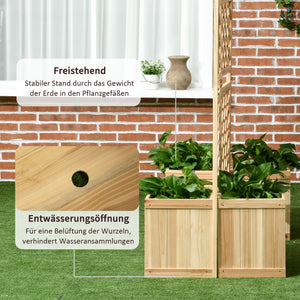 Paravent 3tlg für Balkon wetterfest mit Blumenkästen Natur