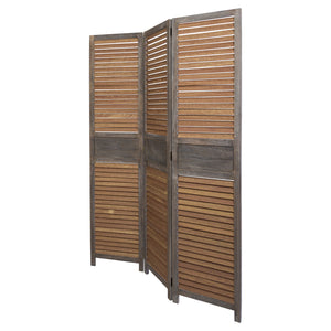 Paravent Raumteiler 3 teilig aus Holz Shabby Chic Braun