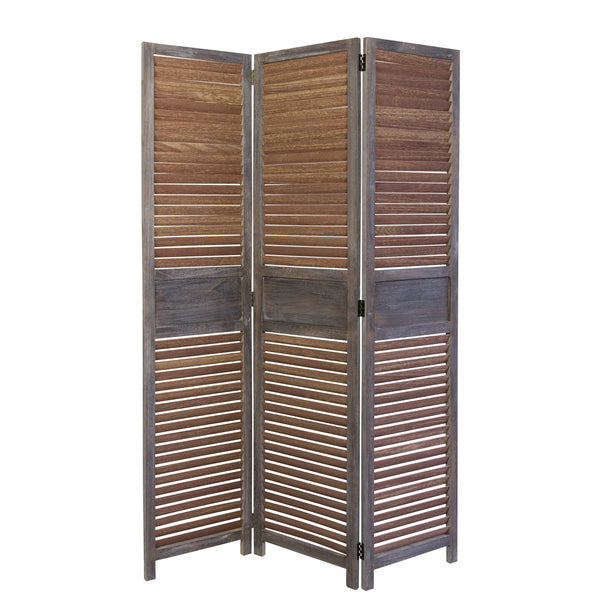 Paravent Raumteiler 3 teilig aus Holz Shabby Chic Braun
