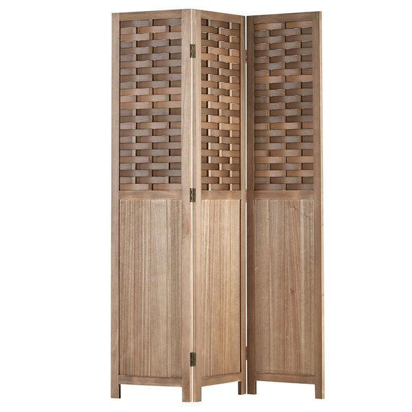 Paravent Raumteiler 3 teilig aus Holz Shabby Chic Braun