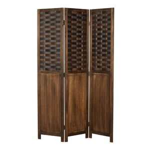 3-panel wooden room divider, shabby chic brown