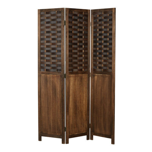 3-panel wooden room divider, shabby chic brown