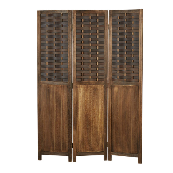 3-panel wooden room divider, shabby chic brown