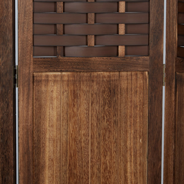 3-panel wooden room divider, shabby chic brown
